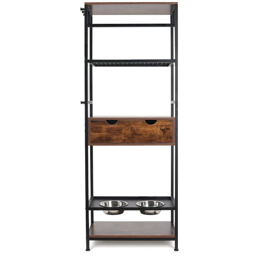 dog feeding station,3 Height Adjustable Raised Dog Bowls, Dog Feeder Station for Large Medium Dogs Cats, Dog Storage with shelves. Default -DTYStore