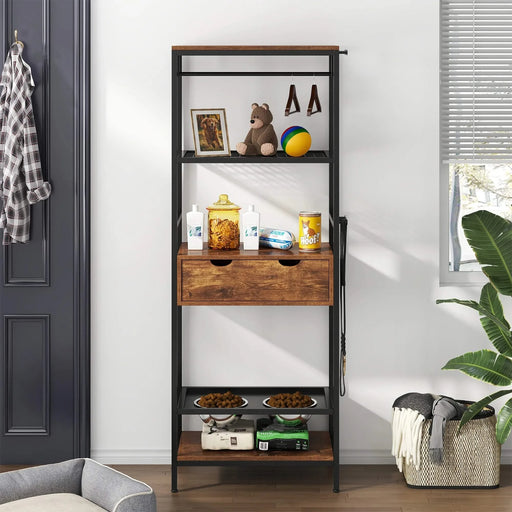 dog feeding station,3 Height Adjustable Raised Dog Bowls, Dog Feeder Station for Large Medium Dogs Cats, Dog Storage with shelves. Default -DTYStore