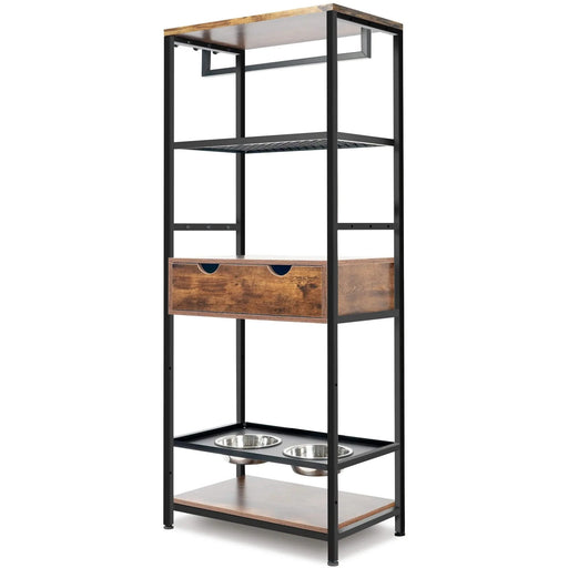 dog feeding station,3 Height Adjustable Raised Dog Bowls, Dog Feeder Station for Large Medium Dogs Cats, Dog Storage with shelves. Default -DTYStore