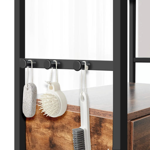 dog feeding station,3 Height Adjustable Raised Dog Bowls, Dog Feeder Station for Large Medium Dogs Cats, Dog Storage with shelves. Default -DTYStore