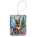 Belgian Tervuren Christmas Reindeer Porcelain Ornament Christmas Tree Hanging Decorations for Home Christmas Holiday, Rectangle, Gift, Multicolor Default