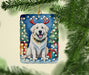Great Pyrenees Christmas Reindeer Porcelain Ornament Christmas Tree Hanging Decorations for Home Christmas Holiday, Rectangle, Gift, Multicolor