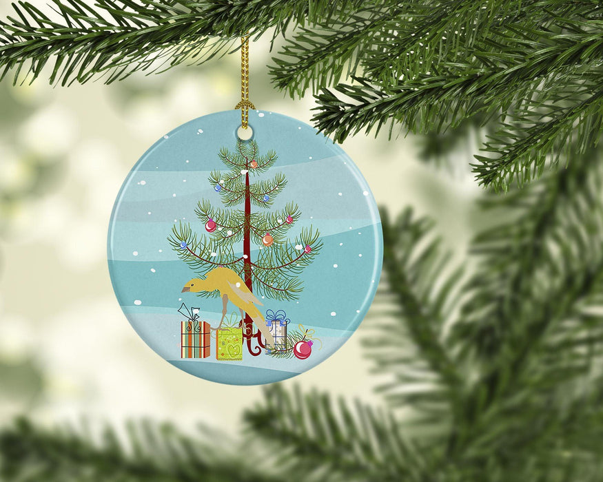 Belgian Hunchback Canary Merry Christmas Ceramic Ornament Christmas Tree Hanging Decorations for Home Christmas Holiday, Party, Gift, 3 in, Multicolor