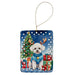Bichon Frise Christmas Reindeer Porcelain Ornament Christmas Tree Hanging Decorations for Home Christmas Holiday, Rectangle, Gift, Multicolor Default