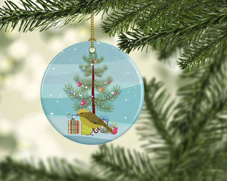 Lizard Canary Merry Christmas Ceramic Ornament Christmas Tree Hanging Decorations for Home Christmas Holiday, Party, Gift, 3 in, Multicolor