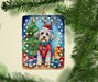 Dandie Dinmont Terrier Christmas Reindeer Porcelain Ornament Christmas Tree Hanging Decorations for Home Christmas Holiday, Rectangle, Gift, Multicolor - DTYStore