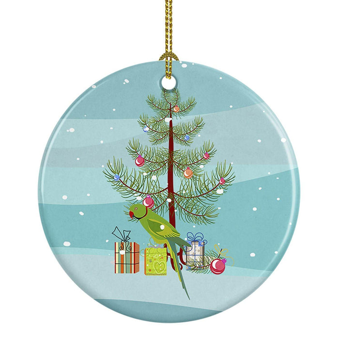Ring-Necked Parakeet Merry Christmas Ceramic Ornament Christmas Tree Hanging Decorations for Home Christmas Holiday, Party, Gift, 3 in, Multicolor - DTYStore