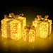 Set of 3 Christmas Lighted Gift Boxes with Pre-lit 90 LED Light and Bows as show