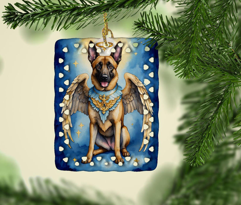 Belgian Malinois My Angel Porcelain Ornament Christmas Tree Hanging Decorations for Home Christmas Holiday, Rectangle, Gift, Multicolor