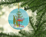 Piranha Merry Christmas Ceramic Ornament Christmas Tree Hanging Decorations for Home Christmas Holiday, Party, Gift, 3 in, Multicolor