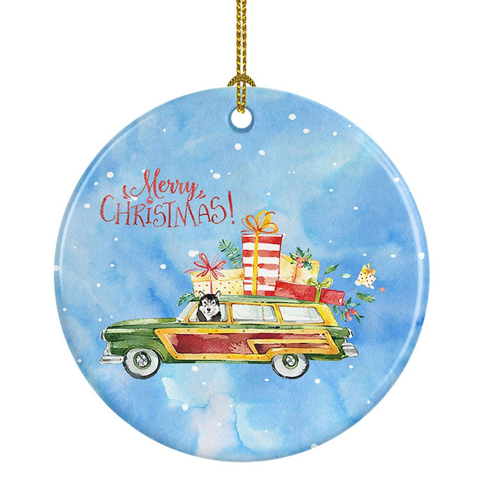 Merry Christmas Alaskan Malamute Ceramic Ornament Christmas Tree Hanging Decorations for Home Christmas Holiday, Party, Gift, 3 in, Multicolor - DTYStore