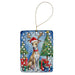 Whippet Christmas Reindeer Porcelain Ornament Christmas Tree Hanging Decorations for Home Christmas Holiday, Rectangle, Gift, Multicolor - DTYStore