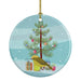 Lizard Canary Merry Christmas Ceramic Ornament Christmas Tree Hanging Decorations for Home Christmas Holiday, Party, Gift, 3 in, Multicolor Default