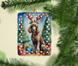 Chocolate Standard Poodle Christmas Reindeer Porcelain Ornament Christmas Tree Hanging Decorations for Home Christmas Holiday, Rectangle, Gift, Multicolor