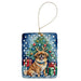 Tibetan Spaniel Christmas Reindeer Porcelain Ornament Christmas Tree Hanging Decorations for Home Christmas Holiday, Rectangle, Gift, Multicolor Default