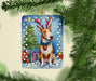 Bull Terrier Christmas Reindeer Porcelain Ornament Christmas Tree Hanging Decorations for Home Christmas Holiday, Rectangle, Gift, Multicolor - DTYStore