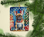 French Bulldog Christmas Reindeer Porcelain Ornament Christmas Tree Hanging Decorations for Home Christmas Holiday, Rectangle, Gift, Multicolor