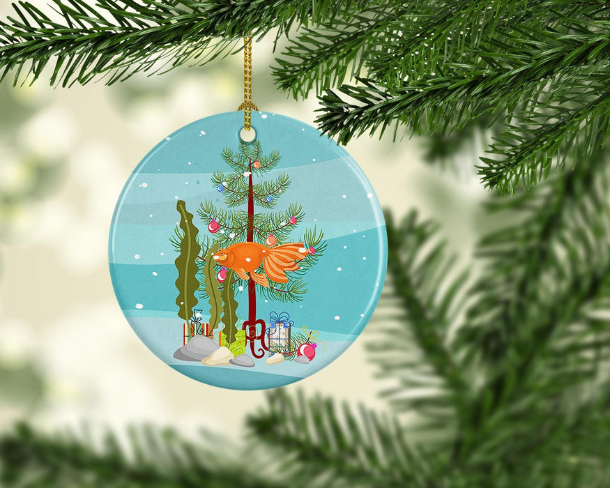 Celestial Eye Goldfish Merry Christmas Ceramic Ornament Christmas Tree Hanging Decorations for Home Christmas Holiday, Party, Gift, 3 in, Multicolor