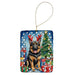 German Shepherd Christmas Reindeer Porcelain Ornament Christmas Tree Hanging Decorations for Home Christmas Holiday, Rectangle, Gift, Multicolor - DTYStore