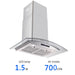 30 inch Wall Mounted Range Hood 700CFM Tempered Glass Touch Panel Control Vented LEDs - DTYStore
