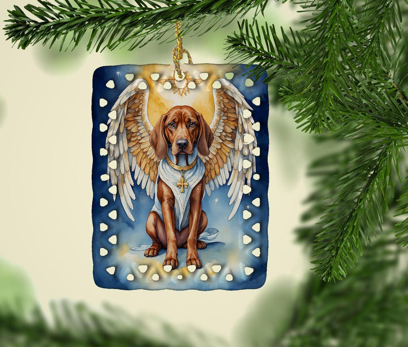Redbone Coonhound My Angel Porcelain Ornament Christmas Tree Hanging Decorations for Home Christmas Holiday, Rectangle, Gift, Multicolor