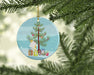 Parisian Trumpeter Canary Merry Christmas Ceramic Ornament Christmas Tree Hanging Decorations for Home Christmas Holiday, Party, Gift, 3 in, Multicolor