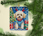 Maltipoo Christmas Reindeer Porcelain Ornament Christmas Tree Hanging Decorations for Home Christmas Holiday, Rectangle, Gift, Multicolor - DTYStore
