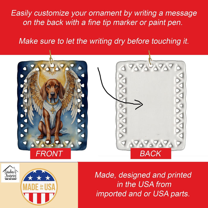 Redbone Coonhound My Angel Porcelain Ornament Christmas Tree Hanging Decorations for Home Christmas Holiday, Rectangle, Gift, Multicolor