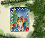 Sheltie Christmas Reindeer Porcelain Ornament Christmas Tree Hanging Decorations for Home Christmas Holiday, Rectangle, Gift, Multicolor