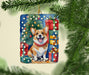 Corgi Christmas Reindeer Porcelain Ornament Christmas Tree Hanging Decorations for Home Christmas Holiday, Rectangle, Gift, Multicolor - DTYStore