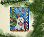 Coton de Tulear Christmas Reindeer Porcelain Ornament Christmas Tree Hanging Decorations for Home Christmas Holiday, Rectangle, Gift, Multicolor