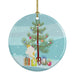 Parisian Trumpeter Canary Merry Christmas Ceramic Ornament Christmas Tree Hanging Decorations for Home Christmas Holiday, Party, Gift, 3 in, Multicolor Default
