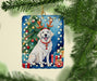 Kuvasz Christmas Reindeer Porcelain Ornament Christmas Tree Hanging Decorations for Home Christmas Holiday, Rectangle, Gift, Multicolor