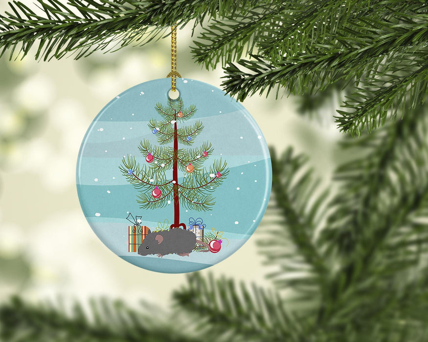 Australian Long Coated Mouse Merry Christmas Ceramic Ornament Christmas Tree Hanging Decorations for Home Christmas Holiday, Party, Gift, 3 in, Multicolor