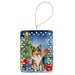 Sheltie Christmas Reindeer Porcelain Ornament Christmas Tree Hanging Decorations for Home Christmas Holiday, Rectangle, Gift, Multicolor Default