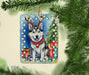 Siberian Husky Christmas Reindeer Porcelain Ornament Christmas Tree Hanging Decorations for Home Christmas Holiday, Rectangle, Gift, Multicolor - DTYStore