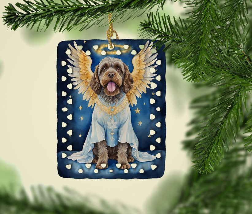 Wirehaired Pointing Griffon My Angel Porcelain Ornament Christmas Tree Hanging Decorations for Home Christmas Holiday, Rectangle, Gift, Multicolor