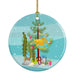 CrownTail Betta Merry Christmas Ceramic Ornament Christmas Tree Hanging Decorations for Home Christmas Holiday, Party, Gift, 3 in, Multicolor Default