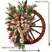 1pc Christmas Red Wagon Wheel Wreath, Front Door Reusable Vintage Xmas Garland, Artificial Flower Funny Outdoor Indoor Xmas Tree Decor - DTYStore