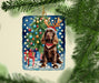 Chocolate Cocker Spaniel Christmas Reindeer Porcelain Ornament Christmas Tree Hanging Decorations for Home Christmas Holiday, Rectangle, Gift, Multicolor - DTYStore