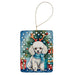 White Toy Poodle Christmas Reindeer Porcelain Ornament Christmas Tree Hanging Decorations for Home Christmas Holiday, Rectangle, Gift, Multicolor - DTYStore
