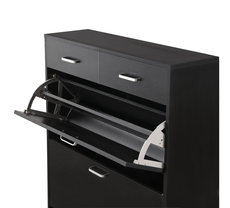 Large size Shoe Cabinet,Free Standing Tipping Bucket Shoe Rack Organizer with 2 Flip Drawers&2 Drawer,Modern Tipping Bucket for Entryway, Hallway, Bedroom-black