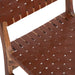 Upholstered Dining Chair Set of 2, Genuine Leather Woven Side Chair, Rustic Hardwood Frame, Brown - DTYStore