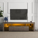 FashionTVstandTVcabinet,EntertainmentCenter,TVstationTV console,media console,with LEDlight belt,light belt remote control,toughenedglassshelf,metal handle,Canbeplaced in the living room,bedroom,brown - DTYStore