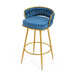 Swivel Counter Height Bar Stools Set of 2, 31.' Bar Height Stools with Hand-Woven Backrest & Gold Metal Legs, Modern Low Back Upholstered Kitchen Chairs with Footrest for Island, Dining Room,Blue - DTYStore