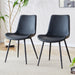 Black artificial leather backrest cushion dining chair, black metal legs, curved widened cushion design for more comfort, suitable for restaurants, kitchens, bedrooms, offices.(4 chairs) 0502 - DTYStore