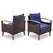 GO 4-Piece Garden Furniture, Patio Seating Set, PE Rattan Outdoor Sofa Set, Wood Table and Legs, Brown and Blue - DTYStore