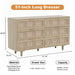 Rattan 6 Drawer Dresser for Bedroom, Wood Dresser & Chest of Drawers with Metal Handles 51" - DTYStore