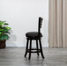 24' Counter Height Slat Back Swivel Stool, Espresso Finish, Charcoal Fabric Seat - DTYStore