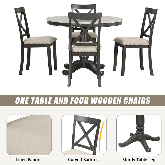 Orisfur. 5 Pieces Dining Table and Chairs Set for 4 Persons, Kitchen Room Solid Wood Table with 4 Chairs - DTYStore